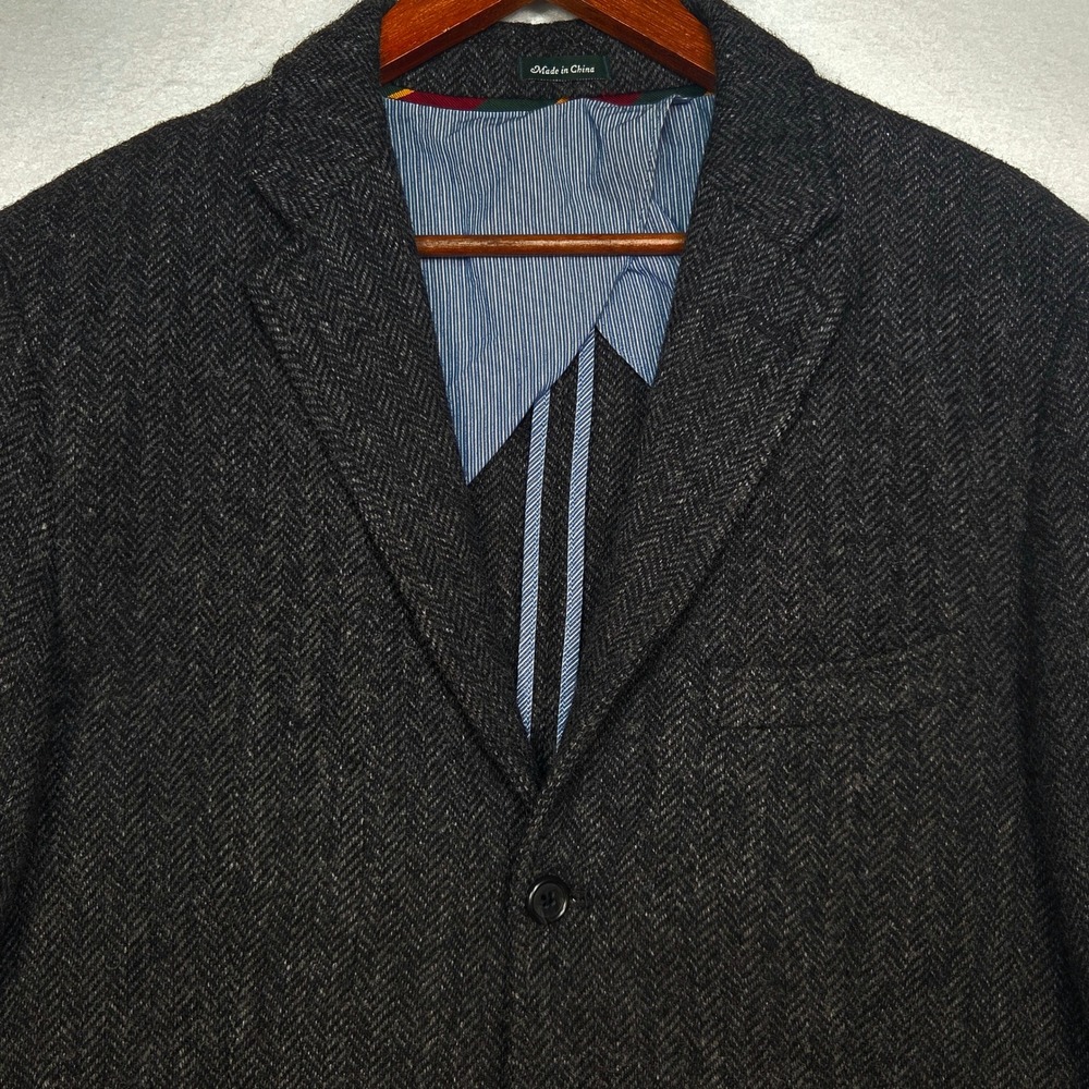 Vtg J.Crew Yorkshire Tweed Herringbone Sport Coat Blazer Mens 42L Grey Ludlow - Picture 7 of 12